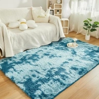 SUCSES Faux Fur Rugs for Living Room Bedroom Tie Dye Plush Shaggy Furry Area Rugs for Teens Girls Rainbow Fluffy Kids Playroom Indoor Carpet 4ft x 6ft