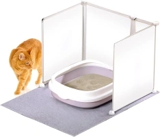 Panther Armor Cat Litter Splash Guard with Litter Mat, Litter Box Enclosure & Privacy Screen, Frosted Matte, w/Assembly Tools, 17" x 22"