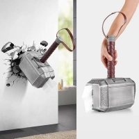 Thor Hammer Tissue Box Cover, Tissue Box Holder, Toilet Paper Holder Stand Cute Desk Accessories Indoor Decorations for Home Bathroom Kitchen Living Room Party, Tissue Included