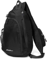 Eddie Bauer Ripstop 8L Shoulder Sling Pack with Padded Air-Mesh Adjustable Crossbody Strap, Black, One Size