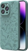 Magnetic Case Compatible with iPhone 16 Pro Case, Compatible with Magsafe, Camera Protection, Cute and Durable Liquid Silicone Phone Case for Women and Girls,Engraved Dinosaur Land Pattern