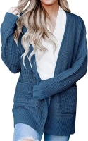 MEROKEETY Womens 2024 Long Sleeve Waffle Knit Cardigan Open Front Side Slit Sweater