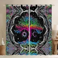 Feelyou Colorful Tree Blackout Curtains(30%-50%) Sun and Moon Curtain Bohemian Darkening Window Dreapes for Bedroom Decor Boho Window Treatments Psychedelic Hippie Design (2 Panels? 42 x 90 Inch)