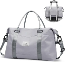 BAGAIL Travel Duffel Bag, Weekender Bags for Women, Overnight Gym Carry On Tote Bag with Wet Pocket, Hospital Mom Bag for Labor and Delivery - Light Gray