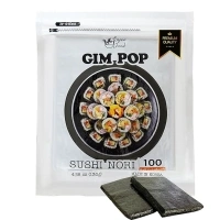 Gim Pop Premium Sushi Seaweed Sheets Roasted Sushi Nori All Natural Gold Grade Dried Seaweed for Wrap Rice, Onigiri, Sushi (100 Half Sheets,130g) - Product of Korea, Restaurant Quality