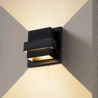 2-Light Matte Black Aluminum LED Wall Lantern Sconce