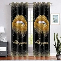 BSPPTI Lips Curtains for Bedroom, Hello Gorgeous Curtain Women Girls Room Darkening Thermal Insulated Blackout Window Drapes for Living Bedroom, 42"x 84", 2 Panels(Black Gold), CLZYSP302