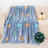 Glow in The Dark Throw Dinosaur Blanket 60x50 inch Luminous Dino Party Blanket Gifts for 1-10 Year Old Boys Girls Super Soft Blanket for Kids Toys Xmas Thanksgiving Halloween Blanket Gift