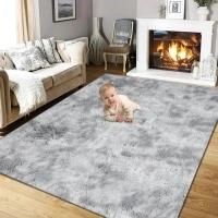 iFanze Large Area Rug, 5ft x 8ft Shag Living Room Rug, Indoor Modern Tie-dye Area Rugs for Bedroom, Rectangle Fluffy Home Carpets, Gray