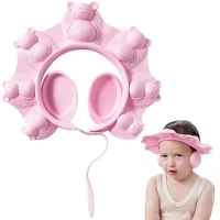 Zlongron Baby Shower Cap, soft and adjustable Baby Hair Washing Shield, protects eyes and ears when washing hair, suitable for babies, toddlers, and children. Baby Shower Cap Shield (Pink-B)