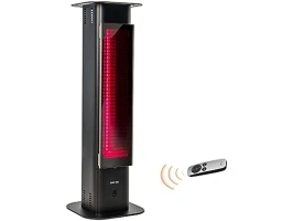 EAST OAK Patio Heater, 1500W Infrared Electric Heater, Portable Premium Tower Outdoor Heater with Nanocrystal Glass, IP65 Waterproof and Tip-over & Overheating Protection, 3 Heat Settings