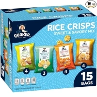 Quaker Rice Crisps, 4 Flavor Sweet and Savory Variety Mix, 15 count