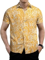 Mens Fashion Shirts Leopard Snakeskin Print Button Down Summer Short Sleeve Casual Shirt