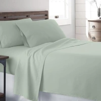 400 Thread Count 100% Cotton Sateen Bed Sheets Deep Pocket, Cotton Bedsheets Crisp Cool and Strong Bed Linen (Light Green, King)