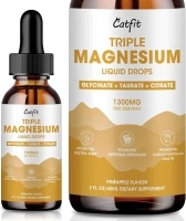 Liquid Magnesium Taurate, Glycinate & Citrate 1300mg, Triple Magnesium Complex with Potassium, Phospholipid, Omega-3 for Energy, Sleep and Bone Health, Sugar Free, Pineapple Flavor, 2 Fl Oz