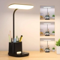 YOUKOYI LED Desk Lamps for Kids, Small Desk Lamps with Pen Holder, 3600mAh Battery Operated Desk Lamp 3Color Modes Stepless Dimming Cute Desk Lamp, Gooseneck Desk light for Home Office, Reading, Study