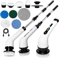 Electric Spin Scrubber, Electric Cleaning Brush Comes with 9 Different Replacement Heads and Removable Telescopic Pole,Electric Bathroom Scrubber for Floor, Tile, Kitchen, Tub, Car.