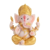 Brandonz Lord Ganesh Elephant Hindu God Statue Home Mandir Diwali Resin Sculpture 7.5X9CM