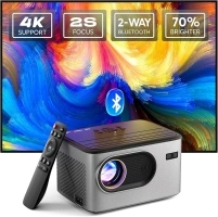 [2s Focus with Remote] PANSEBA 4K Projector, Native 1080P Bluetooth Projector, Portable Outdoor Movie Projector, Mini Projector for Home Theater, Compatible with Smartphone,HDMI,USB,TV Stick