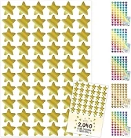 Decorably Star Reward Stickers for Kids - 2,040 Small Gold Star Stickers Small, Foil Star Stickers, Foil Stars Stickers, Small Star Stickers for Kids Reward, Star Sticker Stars, Gold Star Sticker