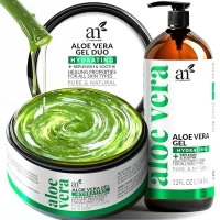 artnaturals Aloe Vera Gel Set - JUMBO 20oz (99% Pure Organic) - Sunburn Relief & Hydration for Face, Body, Scalp & Hair - Calming Moisturizer After Sun Exposure - Freshly Harvested within 12 Hours