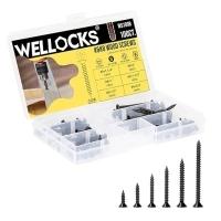 WELLOCKS Wood Screws 100 PCS 1/2"-2" Long Black Zinc Philips Silver Flat Head Carbon Steel Self Tapping Screw Kit with Handy Storage Box for Homemade Repair Woodwork (WS100B)