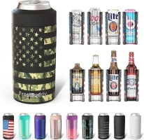 Frost Buddy Universal Can Cooler - Fits all - Stainless Steel Can Cooler for 12 oz & 16 oz Regular or Slim Cans & Bottles - Stainless Steel