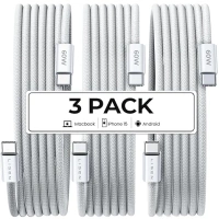 LISEN USB C to USB C Cables Fast Charging, 60W(3.1A) 3-Pack 6ft USB C Cable Type C Fast Charging Charger Cable for iPhone 15 Pro Max Plus Samsung S24 S23 iPad Pro 13 12.9 11 inch, iPad Air 5 4, Mini 6