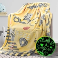 REXEO Tractor Blanket Glow in The Dark Truck Blanket for Kids Cute Soft Excavators Blanket for Boys Fleece Construction Toddler Boy Blanket Birthday Gifts for Kids