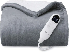 Bedsure Heated Blanket Electric Throw - Soft Flannel Electric Blanket, Heating Blanket with 4 Time Settings, 6 Heat Settings, and 3 hrs Timer Auto Shut Off (50x60 inches, Grey)