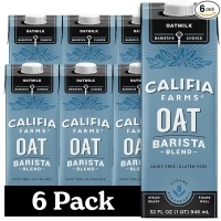 Califia Farms - Oat Barista Blend Oat Milk, 32 Oz (Pack of 6), Shelf Stable, Dairy Free, Plant Based, Vegan, Gluten Free, Non GMO, High Calcium, Milk Frother, Creamer, Oatmilk