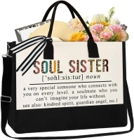 GevGuxLuo Soul Sister Gifts for Women, Sister birthday gift ideas, Sisters Gifts from Sister, Sister Christmas Gifts, Friendship gifts for Women Friends, Bestie Gifts for Women- Canvas Tote Bag