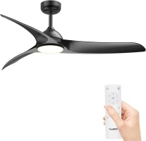 Ceiling Fans with Lights, 56 inch Low Profile Ceiling Fan with Light and Remote, Flush Mount, LED Dimmable, 6 Speeds, Quiet Reversible Motor, Large Modern Ceiling Fan with Light for Bedroom