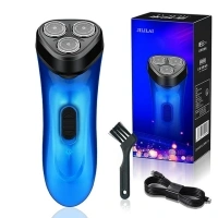 Electric Shavers for Men, 2024 Men’s Electric Shavers Rotary Replacement/Waterproof/Rechargeable, Portable Electric Shaver for Men Cordless Floating Head Replaceable Blades Blue