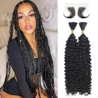 Human Braiding Hair 20 Inch 100g Deep Wave Bulk 16A Boho Braids Human Hair for Braiding No Weft 2 Bundles/Pack Brazilian Virgin Curly Human Hair Extensions for Braids Human Hair Braiding Hair