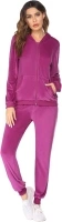 HOTOUCH Womens Casual Velvet Tracksuit Set Full Zipper Hoodie Long Workout Pants Tracksuit Jogging Suits XS-XXL