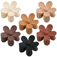 6PCS Matte Hair Claw Clips for Women - Large Daisy Claw Clips with Strong Hold, Non-Slip Design for Thick/Thin Hair, Cute Warm-Colored Hair Accessories