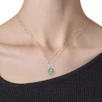 GLLBTPT Handmade Jade Necklace 925 Sterling Silver,Simulated Diamond Jade Pendant Necklaces for Women