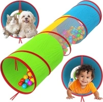 Playz Kids Play Tunnel for Toddlers 1-3 and Up, Large Opening Colorful Pop Up Baby Tunnel for Kids to Crawl Through, Indoor & Outdoor Kids Tunnel for Babies, Cat, Dog, Pets Crawling Tunnel