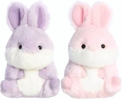 Aurora Rolly Pets Bundle - Set of 5 Inch Plush Bunnies (Pink & Lavender)