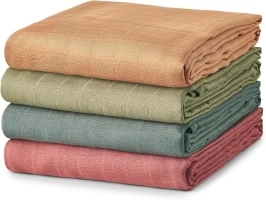 Soft Muslin Swaddle Blankets 47 x 47 inches,Baby Swaddle Wrap for Smart Baby,4-Pack Skin-Friendly and Breathable Baby Blankets for Newborns,Newborns and Baby Essentials(Brown)