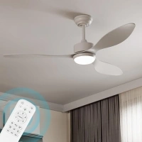 White Ceiling Fans with Lights and Remote, 52 inch Modern Ceiling Fan with Light, 3 Color Light, 6 Speed, DC Motor, for Bedroom/Outdoor/Farmhouse/Patios, White