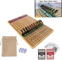 Horse Race Board Game, Horse Racing Board Game with 11 Luxury Metal Horses, 6 Dice, 2 Boxes of Cards, and Thickened Wood Horse Race Game Board