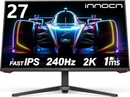 INNOCN 27 inch Gaming Monitor 240Hz 1440P 2K QHD G-Sync Compatible Fast IPS PC Desktop Computer Display 1ms DisplayPort HDMI 2.1 Height Adjustable Stand, VESA Mountable - Black, 27G1S Plus