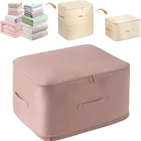 Ultra Space Saving Self Compression Organizer, Heavy Duty Moving Bags, Storage Tote for Space Saving, Self Compression Moving Organizer Bags for Comforters, Clothes, Blankets (Pink,XL(54*42*60CM))