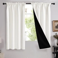 Deconovo Blackout Curtains Set of 2, Total Blackout Window Curtain Panels.(Cream,W52 x L45)