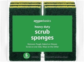 Amazon Basics Heavy Duty Sponges, 6 Count, Yellow/Green