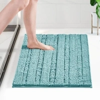 Deconovo Bath Mat - Striped Bathroom Mat, Extra Soft Plush Bathroom Rug, Bathroom Rugs Non-slip Washable, Super Absorbent & Thick Indoor Door Mat Bath Carpet, Bath Rugs (32"x 20", Ocean Wave)