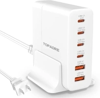 USB C Charger Block 80W, 6 Port Fast Charging Station Powered USB C Hub PD Charger for iPhone 15/14/13 Pro Max, iPad Pro/Air/Mini, for Samsung Galaxy S24, MacBook Pro/Air, White