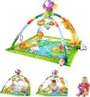 Fisher-Price Baby Playmat Rainforest Music & Lights Deluxe Gym with 10+ Activities & Toys for Developmental Play for Newborns Ages 0+ Months